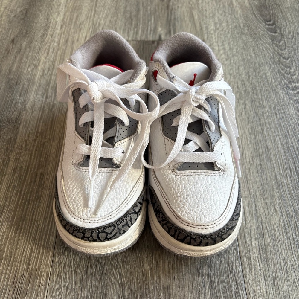 Nike White and Gray Air Jordan 3 Sneakers
